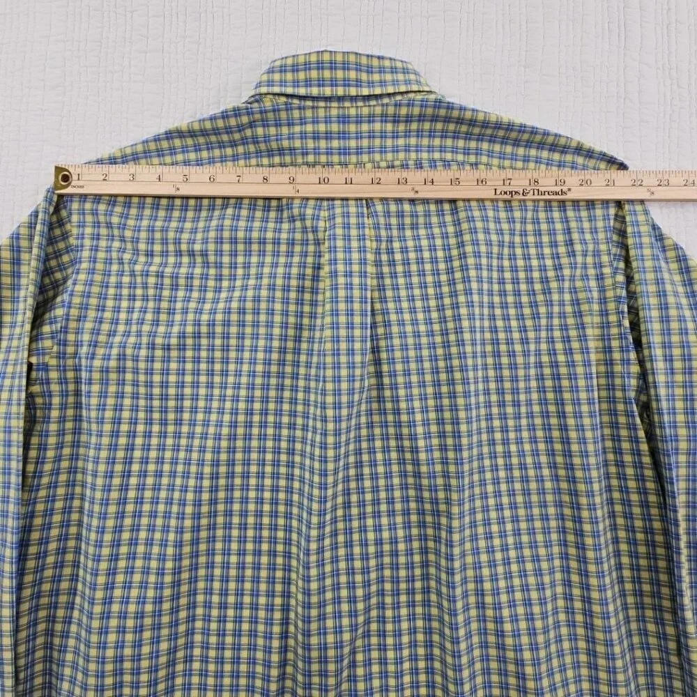 Ralph‎ Lauren Blake Shirt Men's L Yellow Blue Check 100% Cotton EUC Classic LS